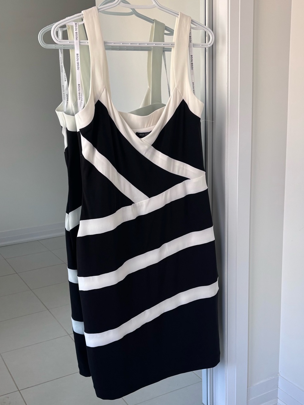 Bisou Bisou Black and White Geometric Mini Dress